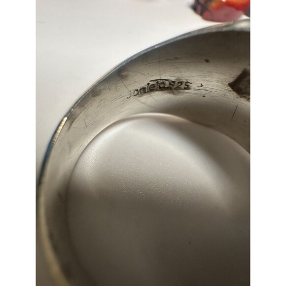 Sterling Silver 925 Mens Ring With Abalone Shell Inlay Square Design Handmade In - Picture 7 of 9